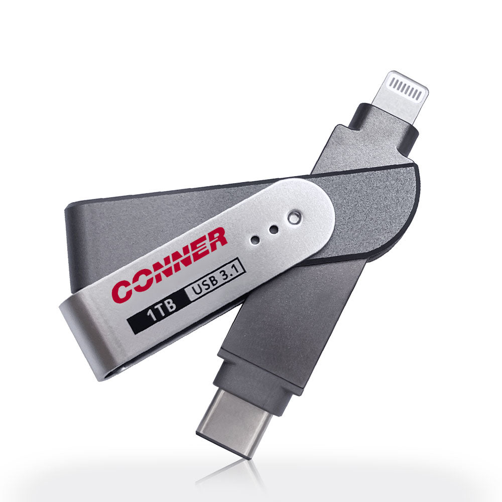 MFi Certified Flash Lightning & USB Type C Pen Drive for iPhone/iPad/Mac/PC External Storage Memory Photo Stick