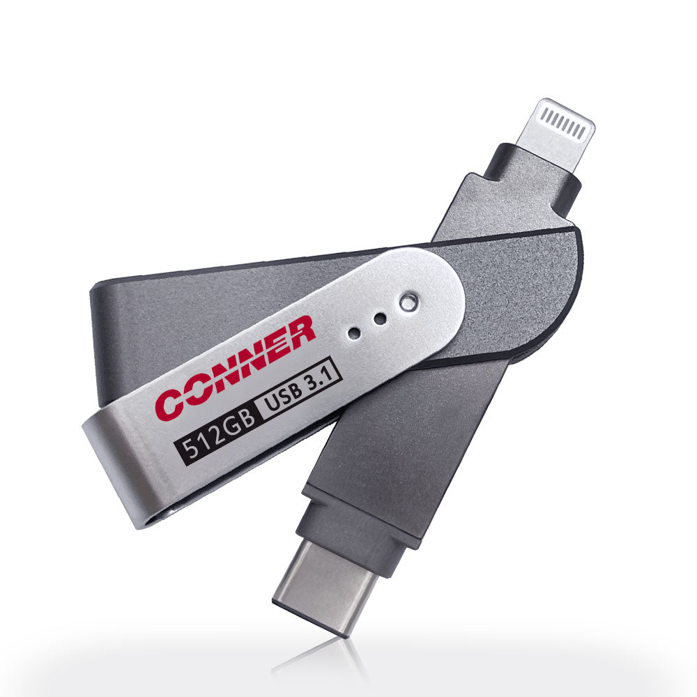 MFi Certified Flash Lightning & USB Type C Pen Drive for iPhone/iPad/Mac/PC External Storage Memory Photo Stick